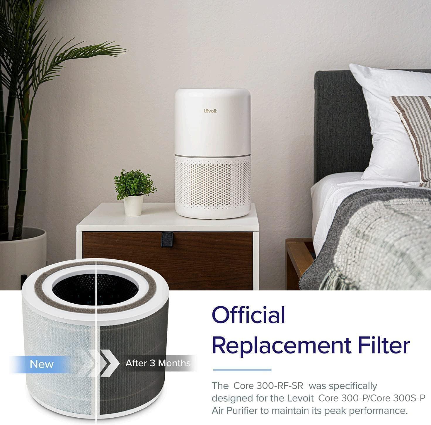 imageLEVOIT Core 300P Replacement Filter for Air Purifier Smoke Remover Genuine Core300SP Filters Supports HEPA Sleep Mode HighEfficiency Activated Carbon Core 300RFSR 1 Pack BlueSmoke Remover Filter