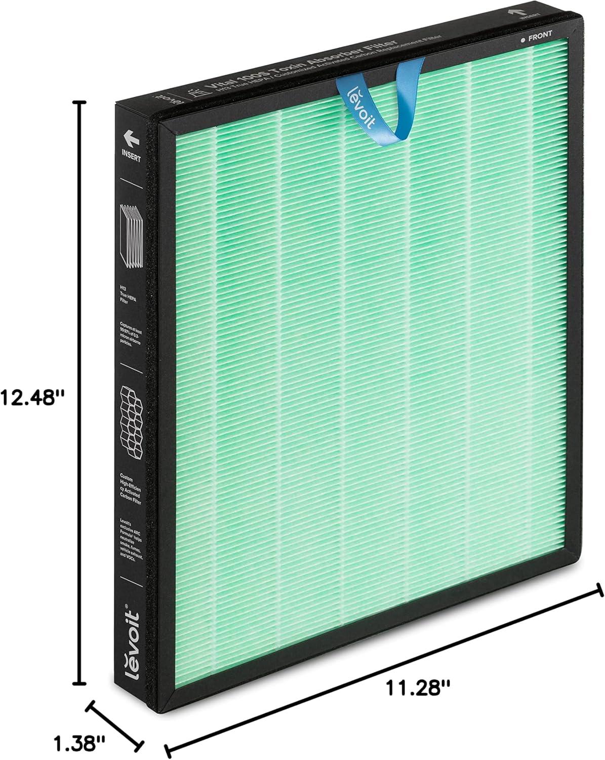 imageLEVOIT Genuine Vital 100SP Air Purifier Toxin Absorber Replacement Filter Supports HEPA Sleep Mode HighEfficiency Activated Carbon for Removal of Odor Pollen Vital 100SRFTX Green 1 PackToxin Absorber Replacement Filter