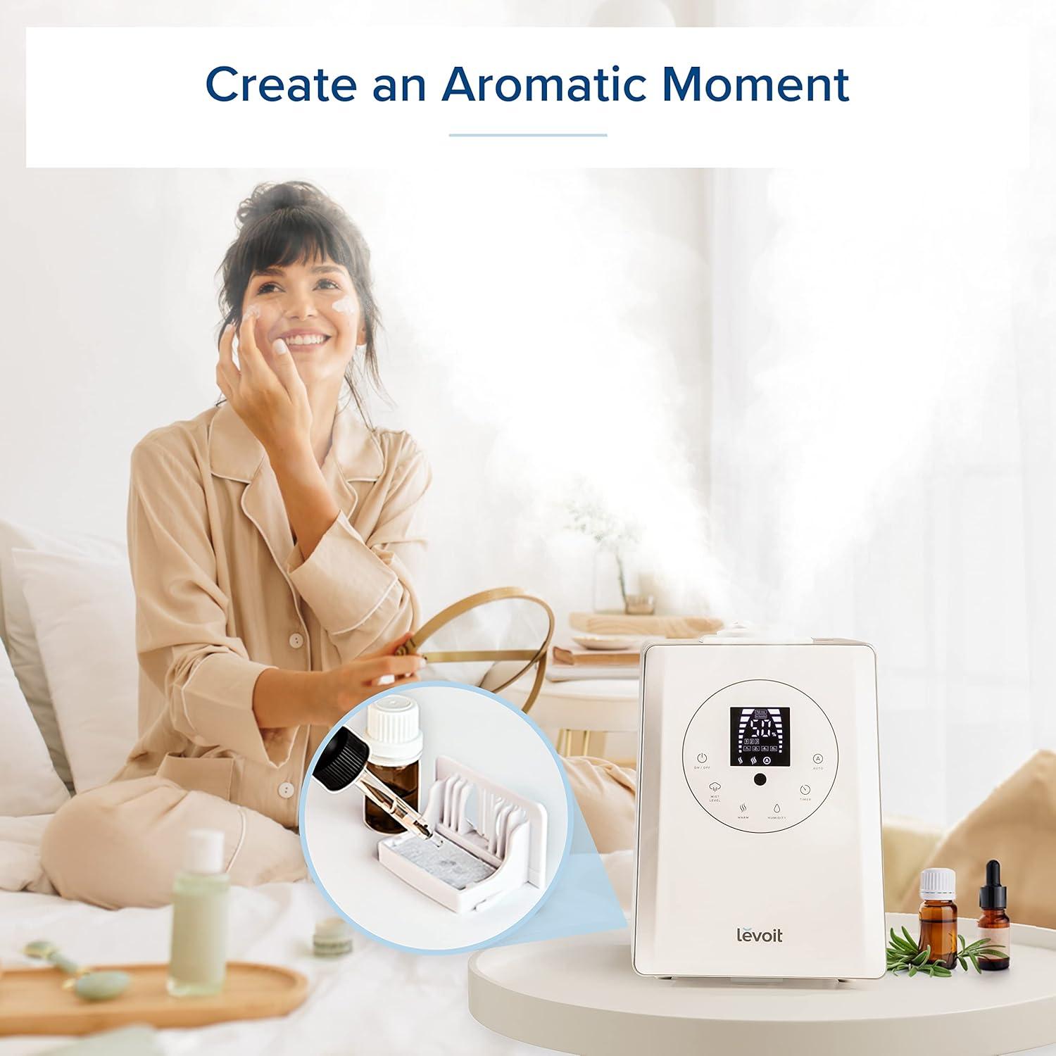 imageLEVOIT Superior 6000S Smart Evaporative Humidifiers for Home Whole House up to 3000ft 6 Gal Last 72Hour Premium Filter Dry Mode Wheels ampamp Water Fill Hose ampamp Foldable Storage  Quiet Sleep Mode6L