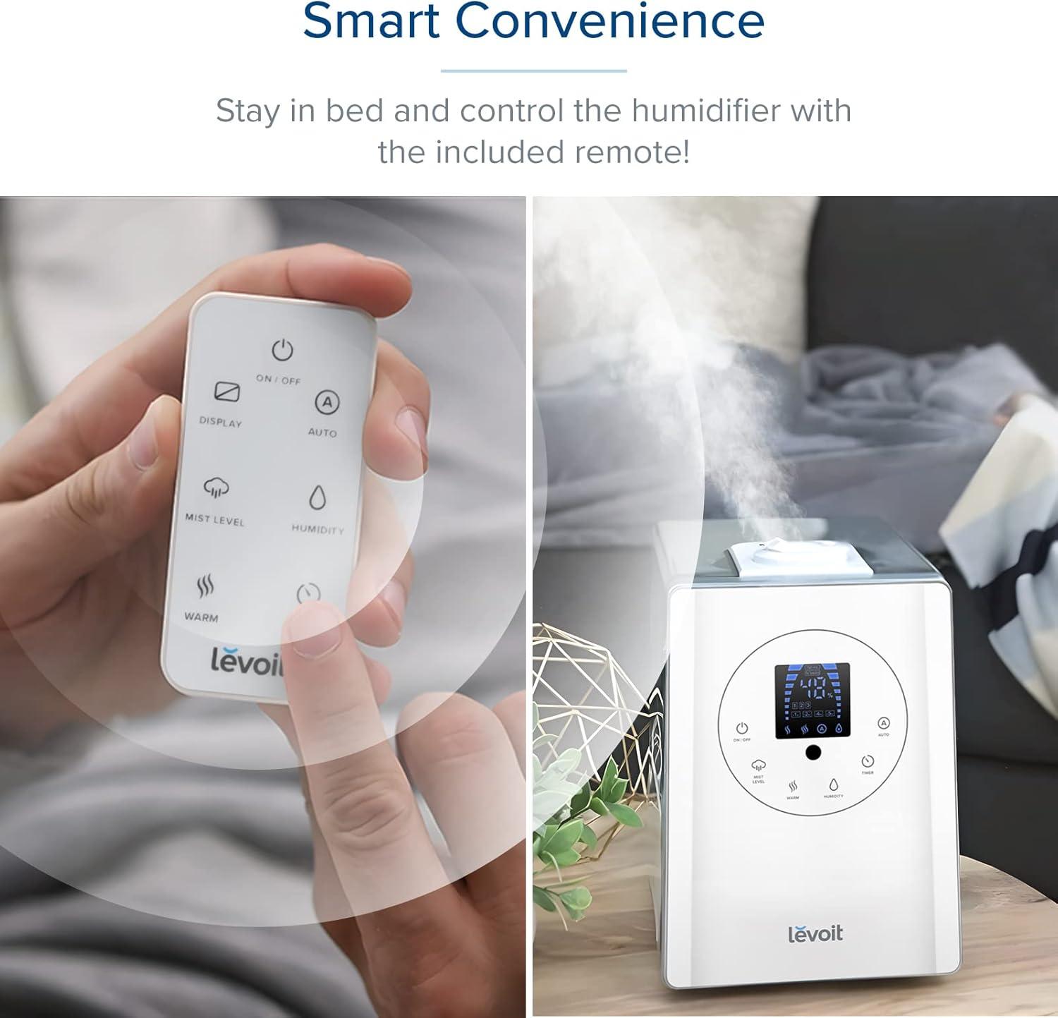 imageLEVOIT Superior 6000S Smart Evaporative Humidifiers for Home Whole House up to 3000ft 6 Gal Last 72Hour Premium Filter Dry Mode Wheels ampamp Water Fill Hose ampamp Foldable Storage  Quiet Sleep Mode6L