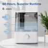 imageLEVOIT Classic300 Ultrasonic Top Fill Humidifier Extra Large 6L Tank Last 60Hour  Super Quiet Easy to Use and Clean 360 Rotation Nozzle Simple Knob Control Handle Auto Shut Off Gray