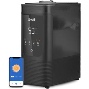 imageLEVOIT 6L Smart Warm and Cool Mist Humidifiers for Home Bedroom 60H Runtime and Auto Customized Humidity for Large room Schedule Easy Top Fill Essential Oil Diffuser WhisperQuiet Handle BlackBlack