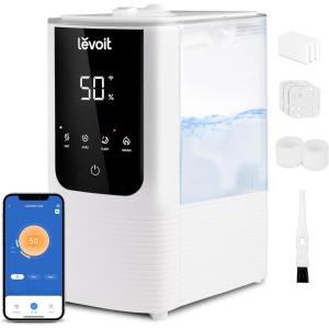 imageLEVOIT 6L Smart Warm and Cool Mist Humidifiers for Home Bedroom 60H Runtime and Auto Customized Humidity for Large room Schedule Easy Top Fill Essential Oil Diffuser WhisperQuiet Handle BlackWhite