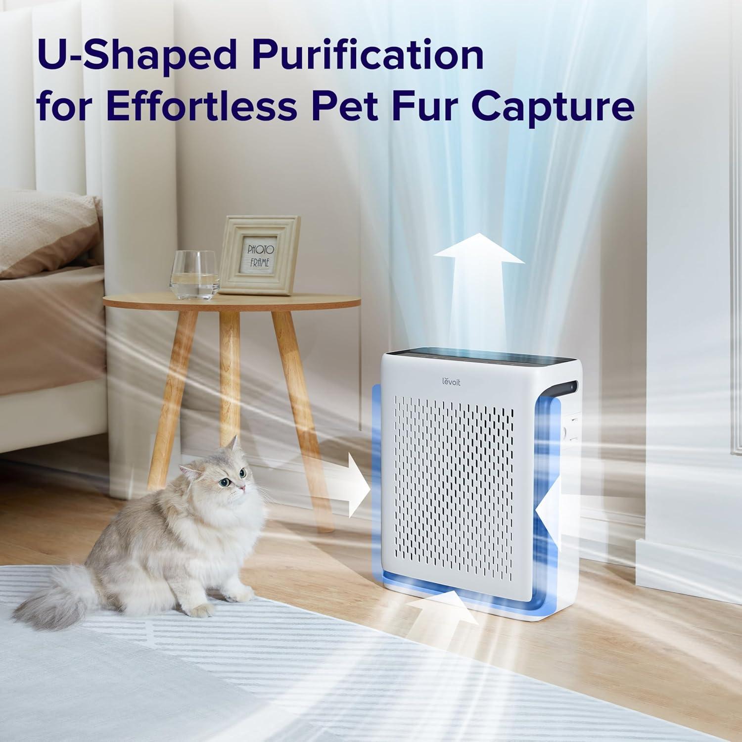 imageLEVOIT Air Purifier for Home Large Room Up to 1073Ft with Air Quality Monitor AHAM VERIFIDE Smart WiFi Washable PreFilter HEPA Sleep Mode for Pets Allergies Dust Pollen Vital 100SP WhiteWhite