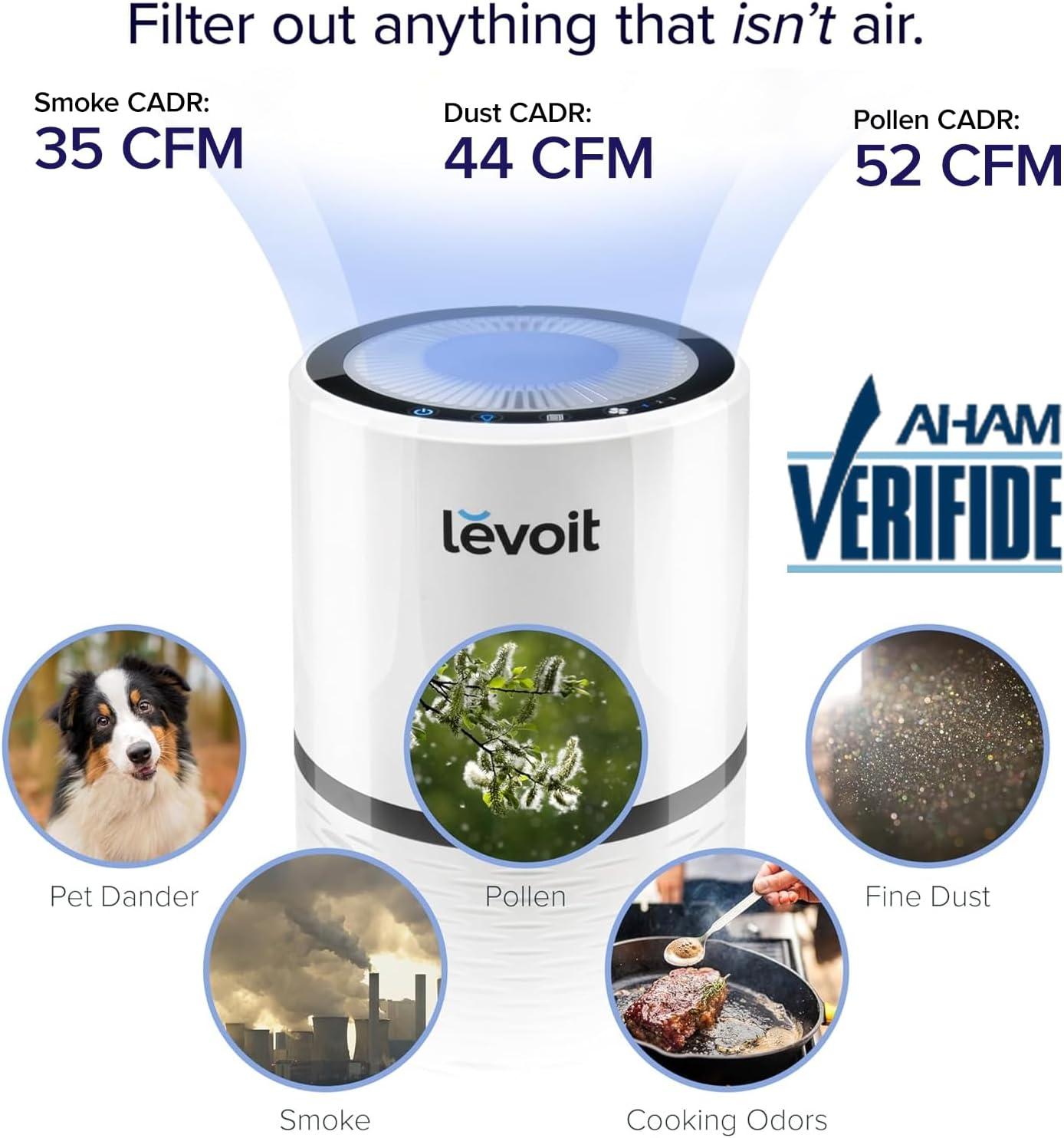 imageLEVOIT Air Purifiers for Home AHAM VERIFIDE HighEfficiency Filter for Smoke Dust Pollen and Odors in Bedroom Office or Nursery Optional Night Light Quiet Operation LVH132 WhiteWhite