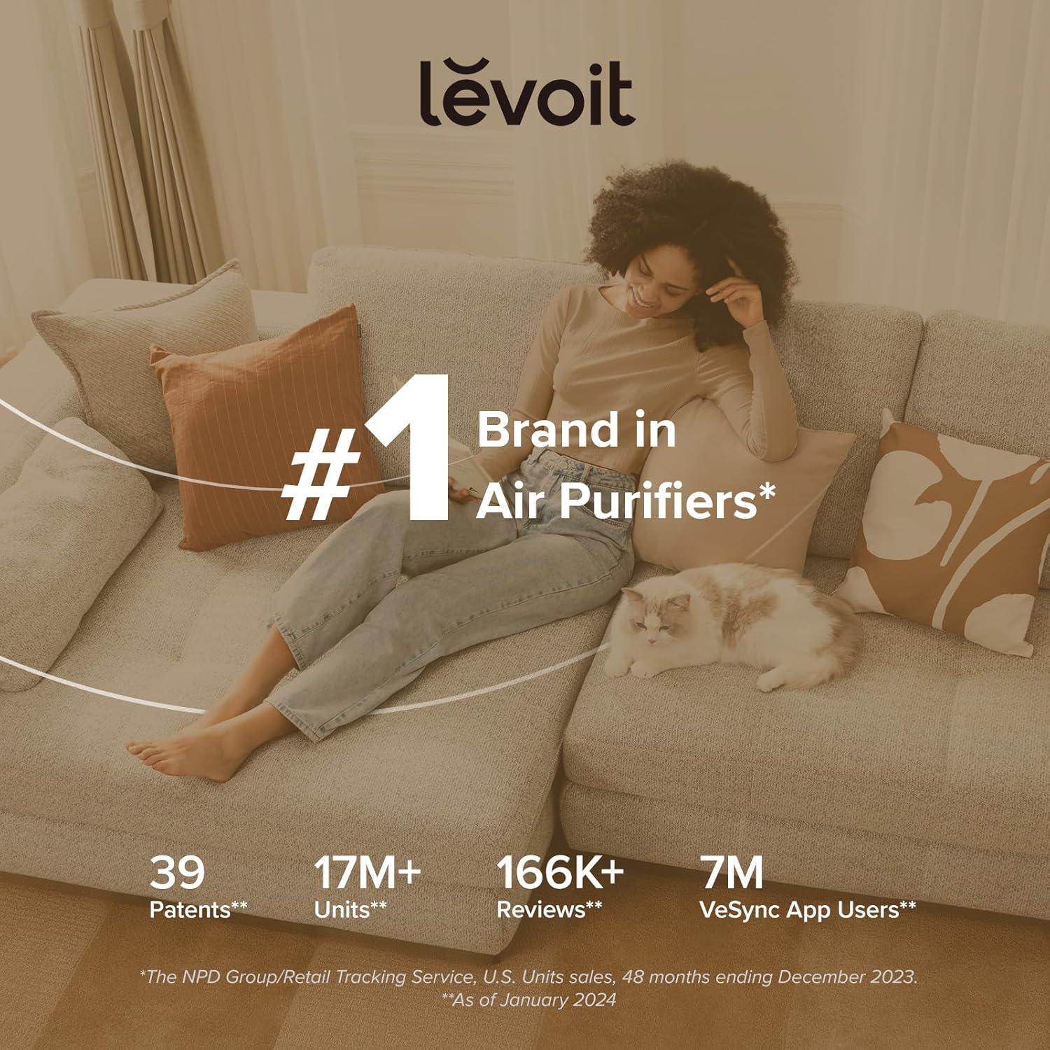 imageLEVOIT Air Purifiers for Home AHAM VERIFIDE HighEfficiency Filter for Smoke Dust Pollen and Odors in Bedroom Office or Nursery Optional Night Light Quiet Operation LVH132 WhiteWhite