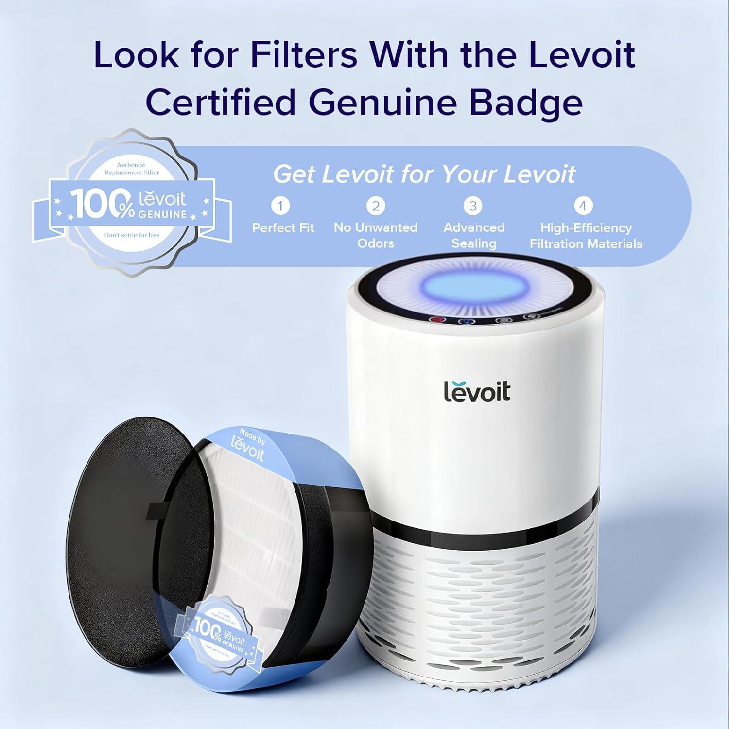 imageLEVOIT Air Purifiers for Home AHAM VERIFIDE HighEfficiency Filter for Smoke Dust Pollen and Odors in Bedroom Office or Nursery Optional Night Light Quiet Operation LVH132 WhiteWhite