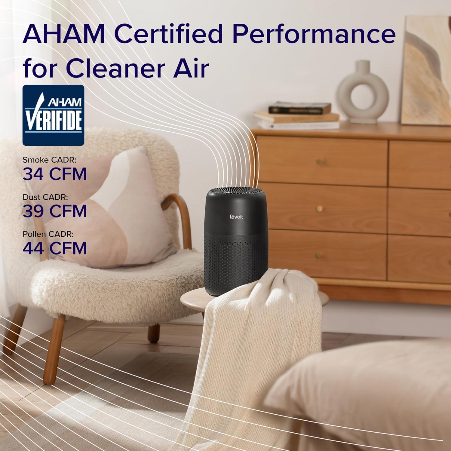 imageLEVOIT Air Purifiers for Home AHAM VERIFIDE HighEfficiency Filter for Smoke Dust Pollen and Odors in Bedroom Office or Nursery Optional Night Light Quiet Operation LVH132 WhiteBlack