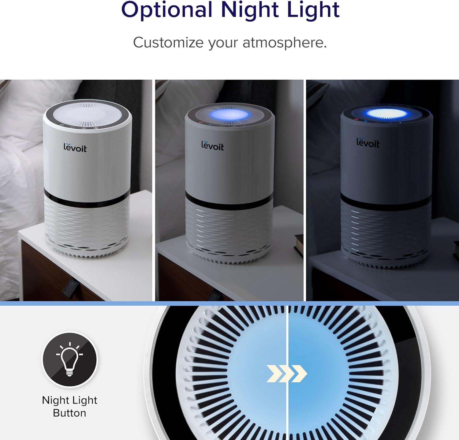 imageLEVOIT Air Purifiers for Home AHAM VERIFIDE HighEfficiency Filter for Smoke Dust Pollen and Odors in Bedroom Office or Nursery Optional Night Light Quiet Operation LVH132 WhiteWhite