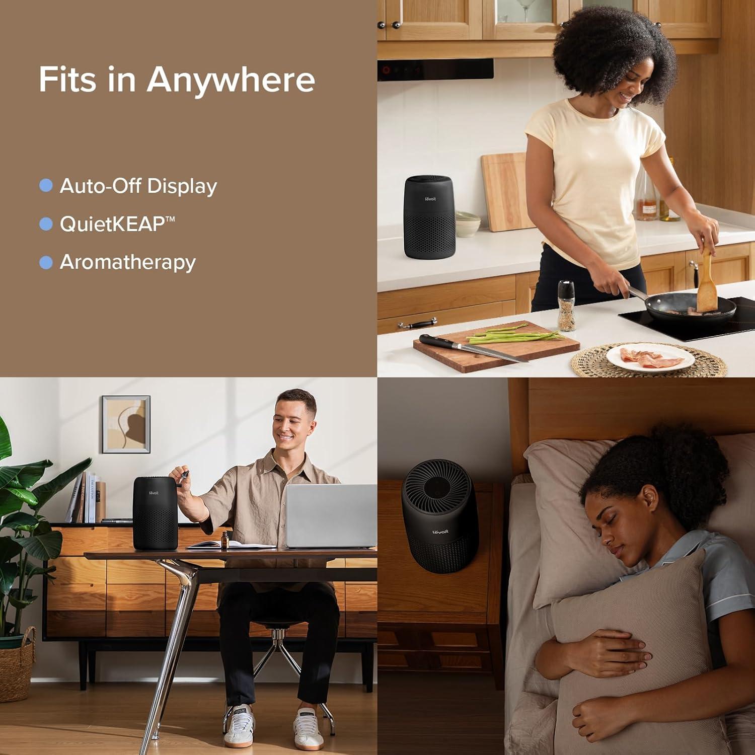 imageLEVOIT Air Purifiers for Home AHAM VERIFIDE HighEfficiency Filter for Smoke Dust Pollen and Odors in Bedroom Office or Nursery Optional Night Light Quiet Operation LVH132 WhiteBlack
