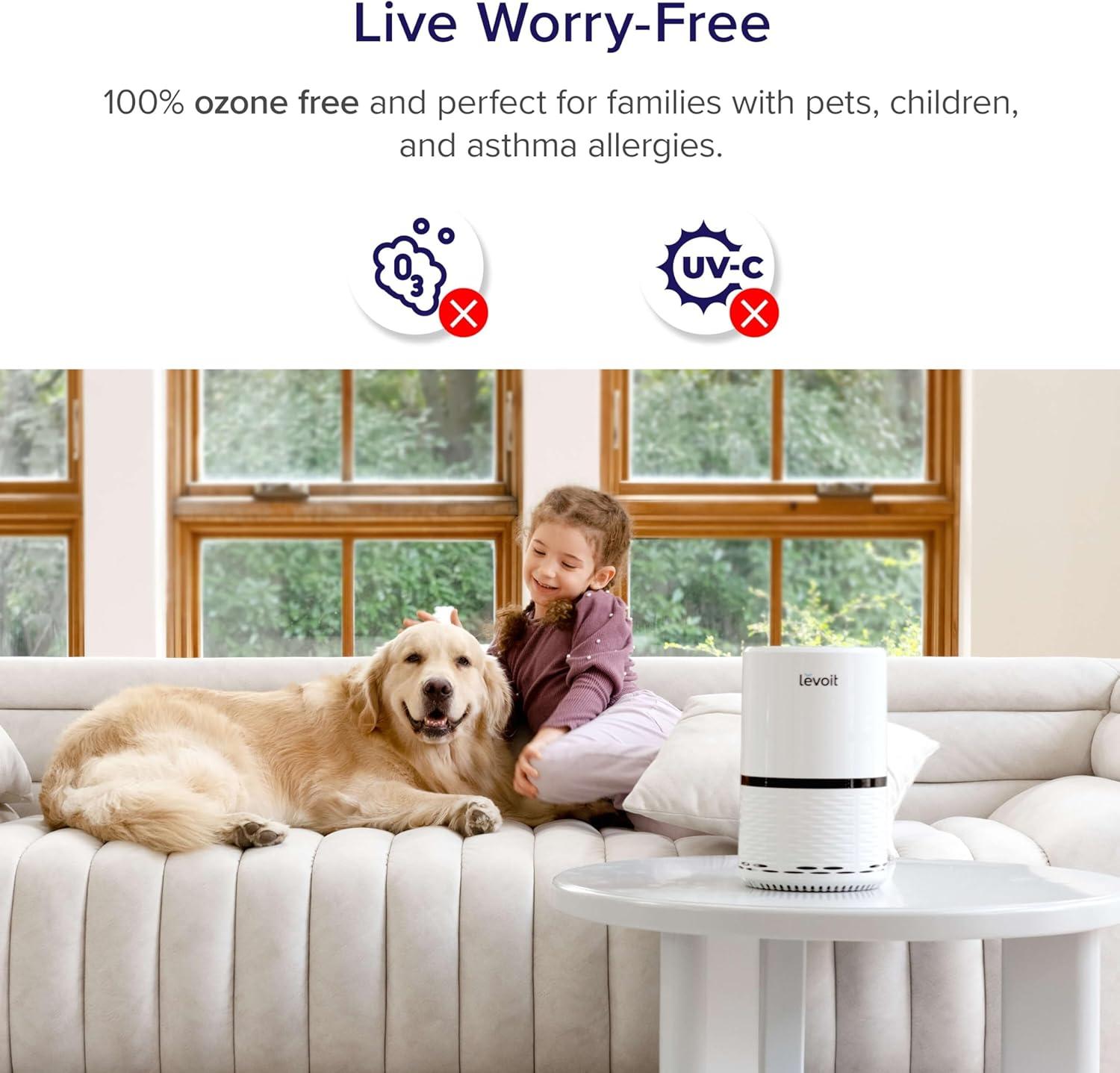 imageLEVOIT Air Purifiers for Home AHAM VERIFIDE HighEfficiency Filter for Smoke Dust Pollen and Odors in Bedroom Office or Nursery Optional Night Light Quiet Operation LVH132 WhiteWhite