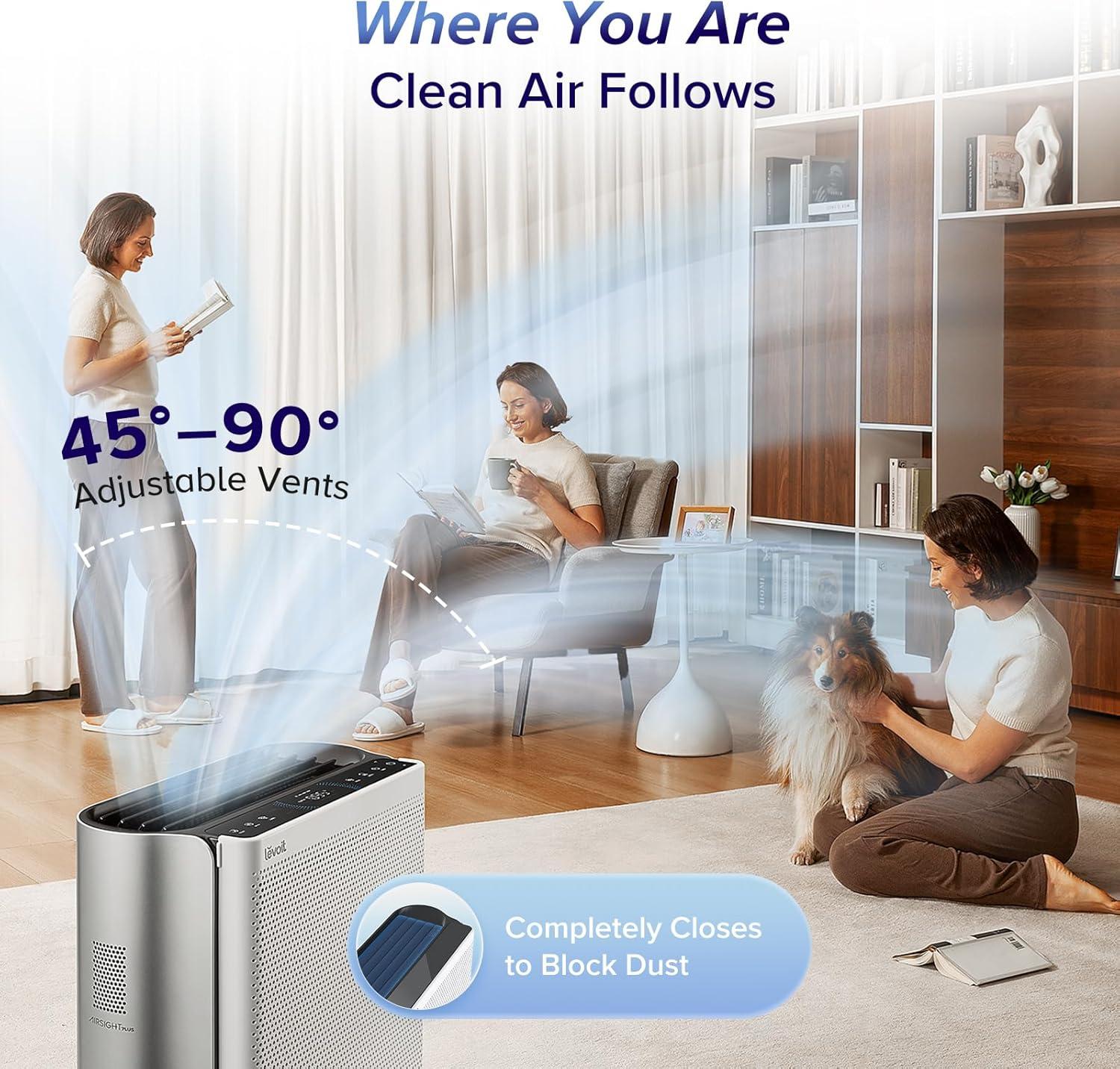 imageLEVOIT Air Purifiers for Home Large Room Up to 1733 Ft With HEPA Sleep Mode AHAM VERIFIDE Auto Mode Air Quality Monitor Smart WiFi 3in1 Filter For Pet Allergy Smoke Dust Core 400SP WhiteEverestAir