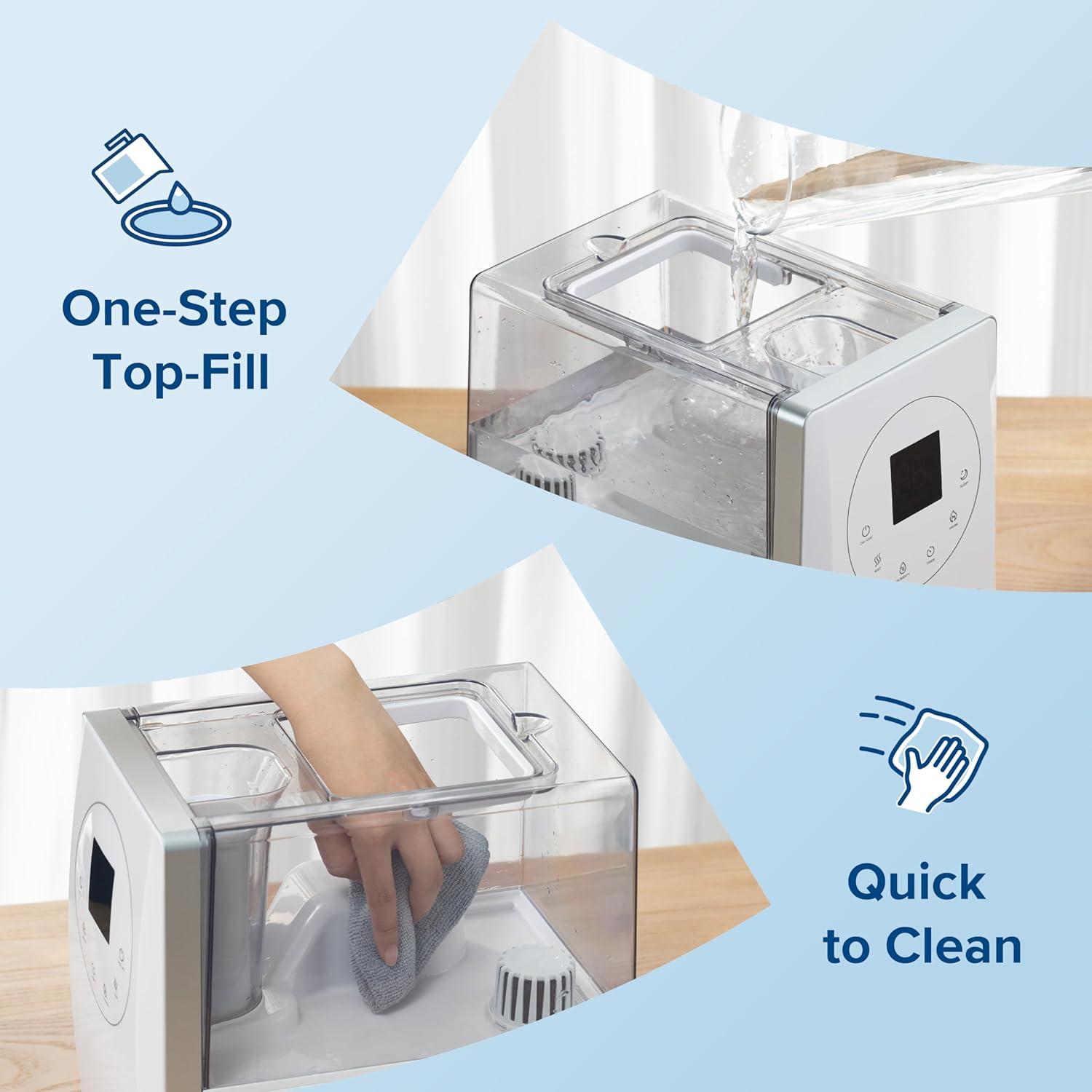 imageLEVOIT Superior 6000S Smart Evaporative Humidifiers for Home Whole House up to 3000ft 23L Last 72Hour Premium Filter Dry Mode Wheels amp Water Fill Hose Foldable Storage Sleep Mode New EditionWhite