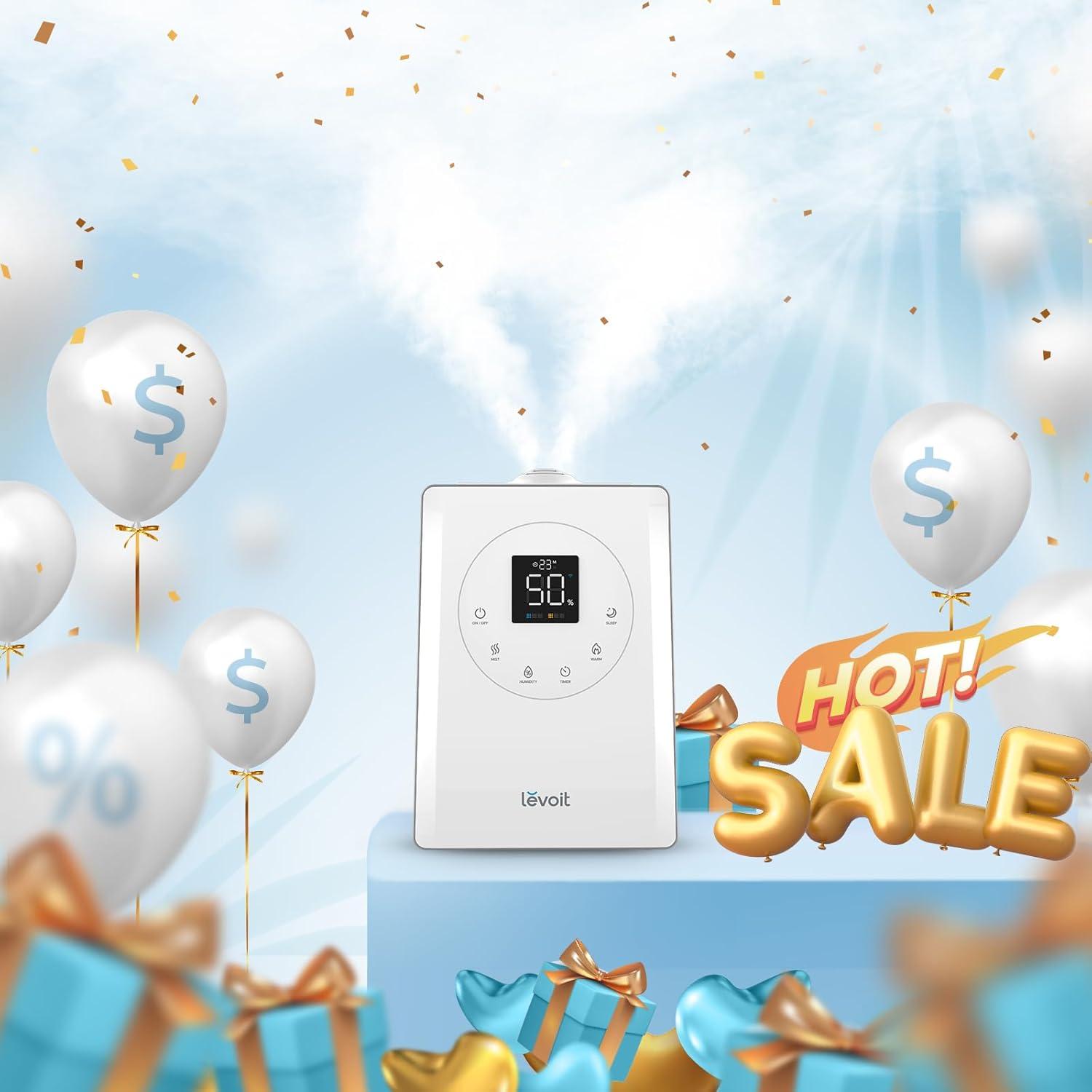 imageLEVOIT Superior 6000S Smart Evaporative Humidifiers for Home Whole House up to 3000ft 23L Last 72Hour Premium Filter Dry Mode Wheels amp Water Fill Hose Foldable Storage Sleep Mode New EditionWhite