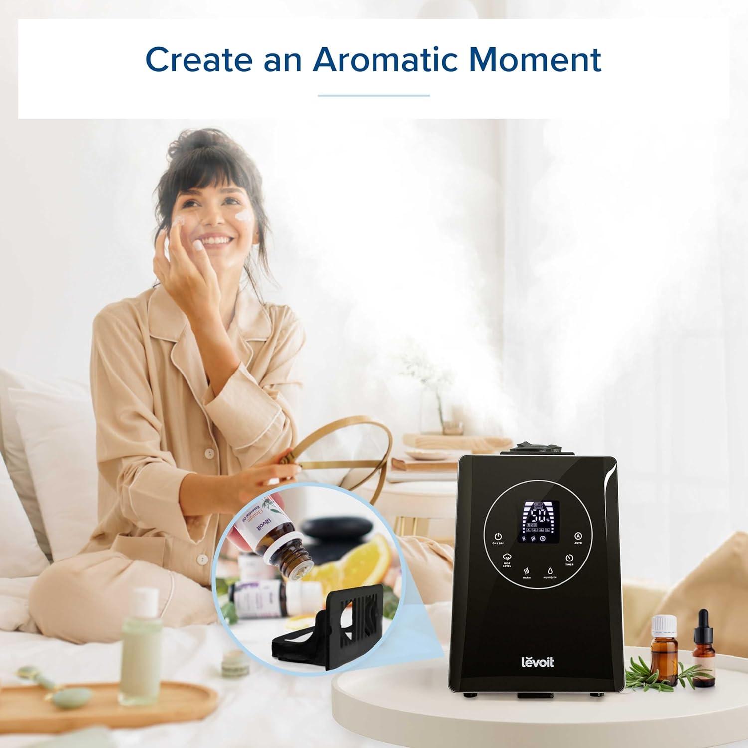 imageLEVOIT Superior 6000S Smart Evaporative Humidifiers for Home Whole House up to 3000ft 23L Last 72Hour Premium Filter Dry Mode Wheels amp Water Fill Hose Foldable Storage Sleep Mode New EditionBlack