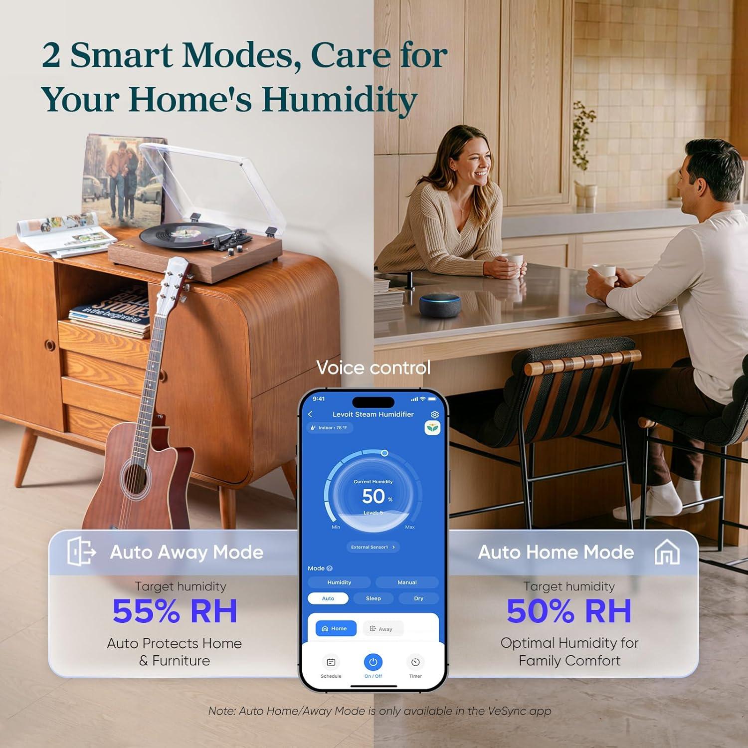 imageLEVOIT Superior 6000S Smart Evaporative Humidifiers for Home Whole House up to 3000ft 23L Last 72Hour Premium Filter Dry Mode Wheels amp Water Fill Hose Foldable Storage Sleep Mode New EditionWhite