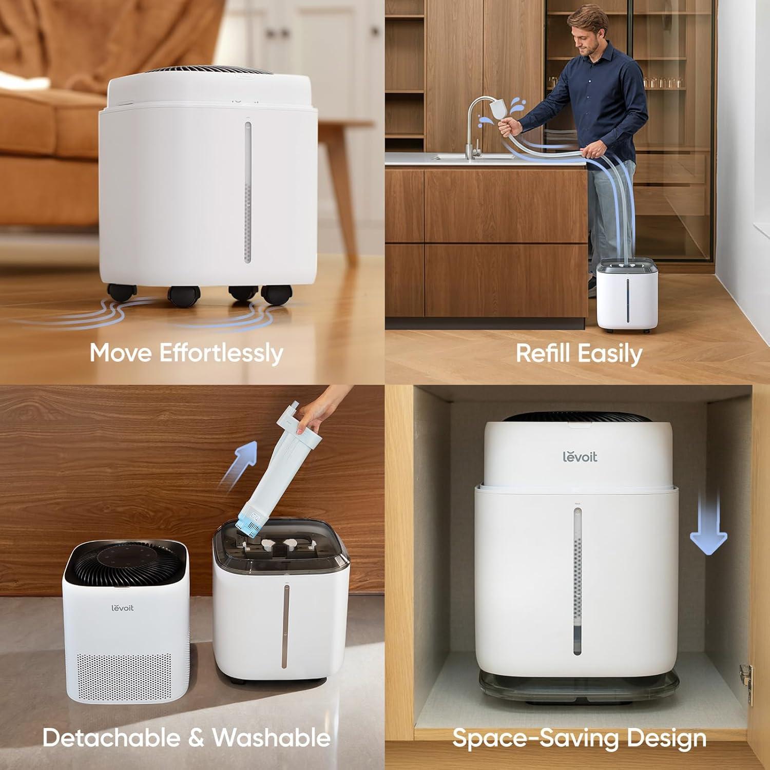 imageLEVOIT Superior 6000S Smart Evaporative Humidifiers for Home Whole House up to 3000ft 23L Last 72Hour Premium Filter Dry Mode Wheels amp Water Fill Hose Foldable Storage Sleep Mode New EditionWhite