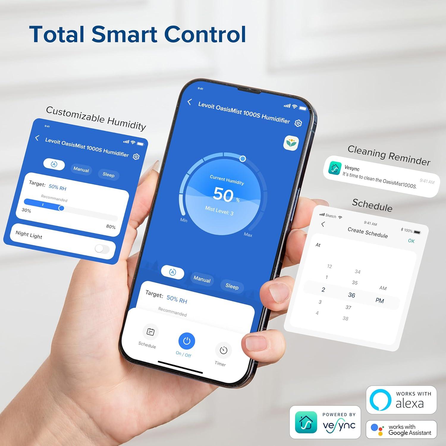 imageLEVOIT Superior 6000S Smart Evaporative Humidifiers for Home Whole House up to 3000ft 23L Last 72Hour Premium Filter Dry Mode Wheels amp Water Fill Hose Foldable Storage Sleep Mode New EditionWhite