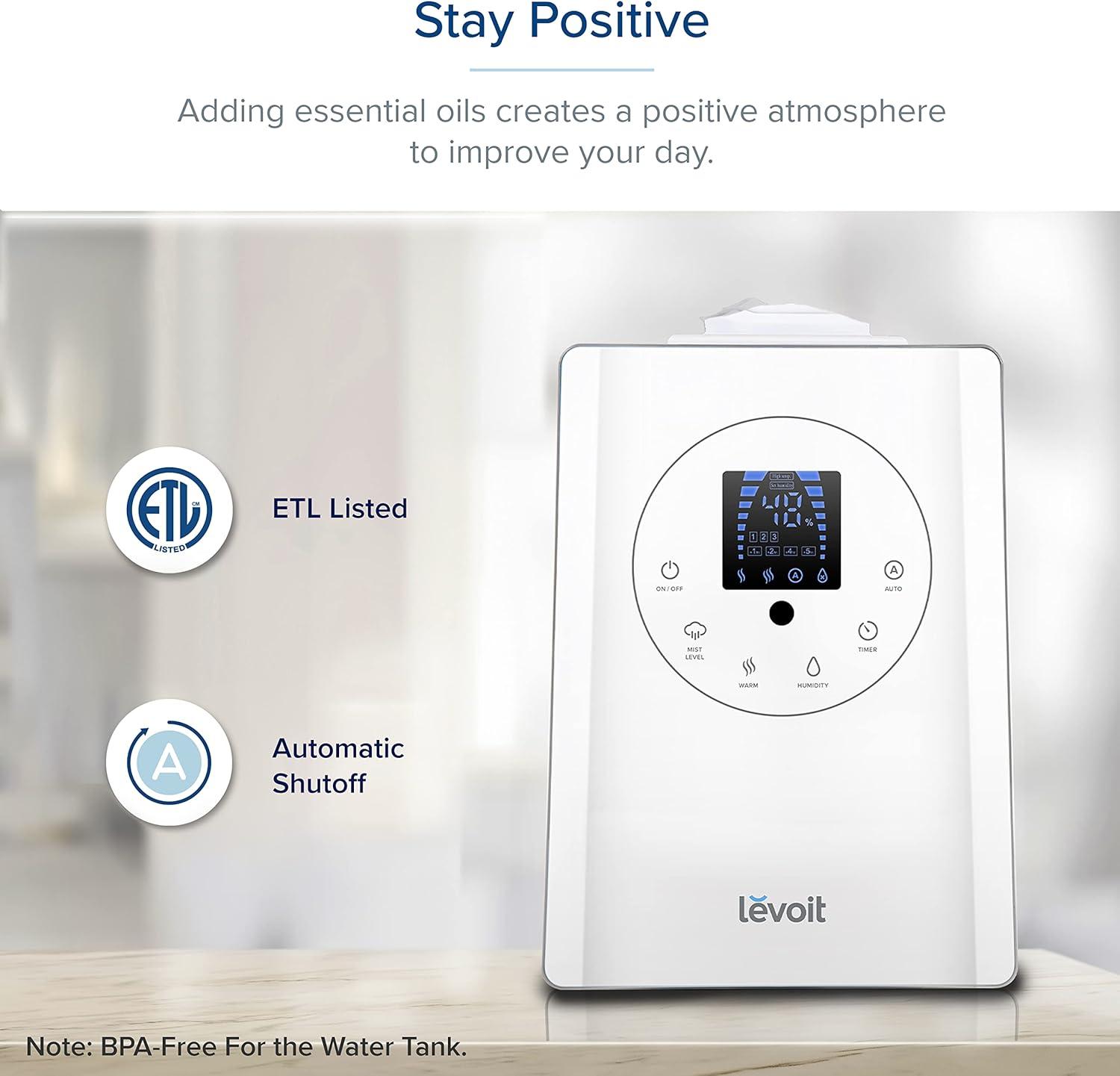 imageLEVOIT Superior 6000S Smart Evaporative Humidifiers for Home Whole House up to 3000ft 23L Last 72Hour Premium Filter Dry Mode Wheels amp Water Fill Hose Foldable Storage Sleep Mode New EditionWhite