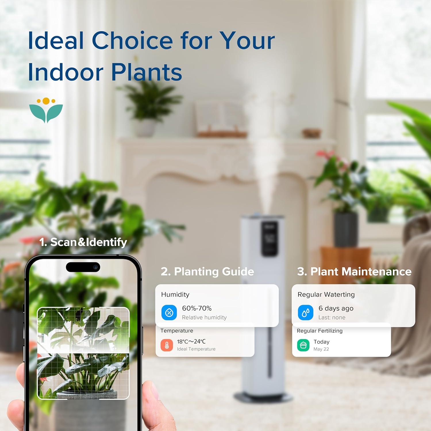 imageLEVOIT Superior 6000S Smart Evaporative Humidifiers for Home Whole House up to 3000ft 23L Last 72Hour Premium Filter Dry Mode Wheels amp Water Fill Hose Foldable Storage Sleep Mode New EditionWhite