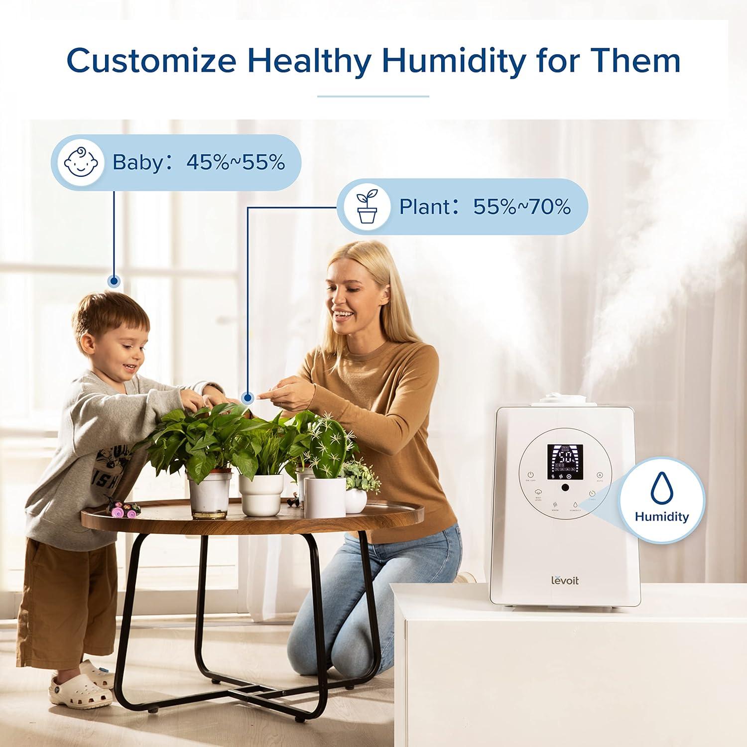 imageLEVOIT Superior 6000S Smart Evaporative Humidifiers for Home Whole House up to 3000ft 23L Last 72Hour Premium Filter Dry Mode Wheels amp Water Fill Hose Foldable Storage Sleep Mode New EditionWhite