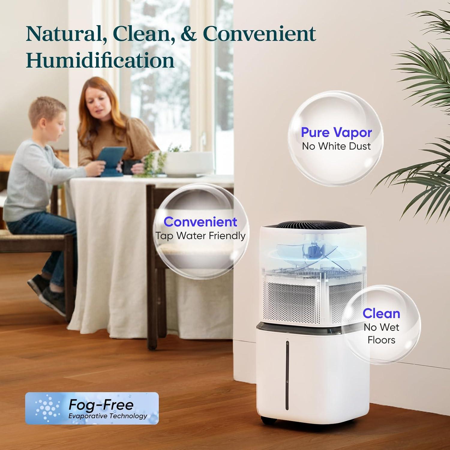 imageLEVOIT Superior 6000S Smart Evaporative Humidifiers for Home Whole House up to 3000ft 23L Last 72Hour Premium Filter Dry Mode Wheels amp Water Fill Hose Foldable Storage Sleep Mode New EditionWhite