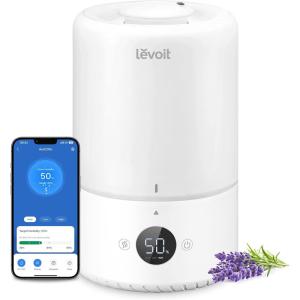 imageLEVOIT Humidifiers for Bedroom 42L Top Fill for Large Room with 42H Runtime Dishwasher Safe Design Easy to Clean 21dB Quiet Cool Mist for Baby Plants Night Light Essential Oil Diffuser WhiteWhite