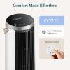 imageLEVOIT Tower Fan for Bedroom 20dB Quiet Desk Fan with 23fts Portable amp Easy to Carry 3Angle amp 5Speed Mini Oscillating Fan DC Motor Bladeless Remoter 12H Timer for Home Room Office WhiteWhite