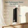 imageLEVOIT Tower Fan for Bedroom 20dB Quiet Desk Fan with 23fts Portable amp Easy to Carry 3Angle amp 5Speed Mini Oscillating Fan DC Motor Bladeless Remoter 12H Timer for Home Room Office WhiteWhite