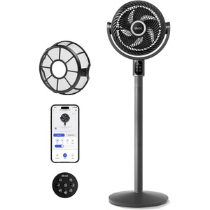 image:imageLEVOIT Standing Fan for Bedroom 20dB Quiet Pedestal Fan for Sleep 1024 CFM UltraHigh Airflow 90 Oscillating Floor Fan DC Motor 5 Speeds 12H Timer Remote for Home Room Office WhiteNew CoreBreeze Grey Smart